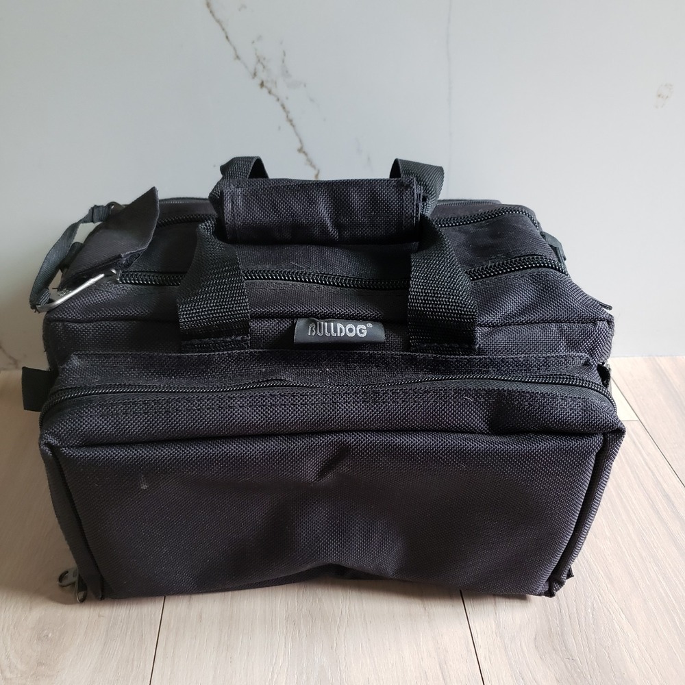 Bulldog Deluxe Range Bag Black Shooting w/ Strap 13"x7"x7" Nylon New BD910